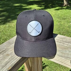 Golf Club Signatures Crossed Adjustable Baseball Hat - Black